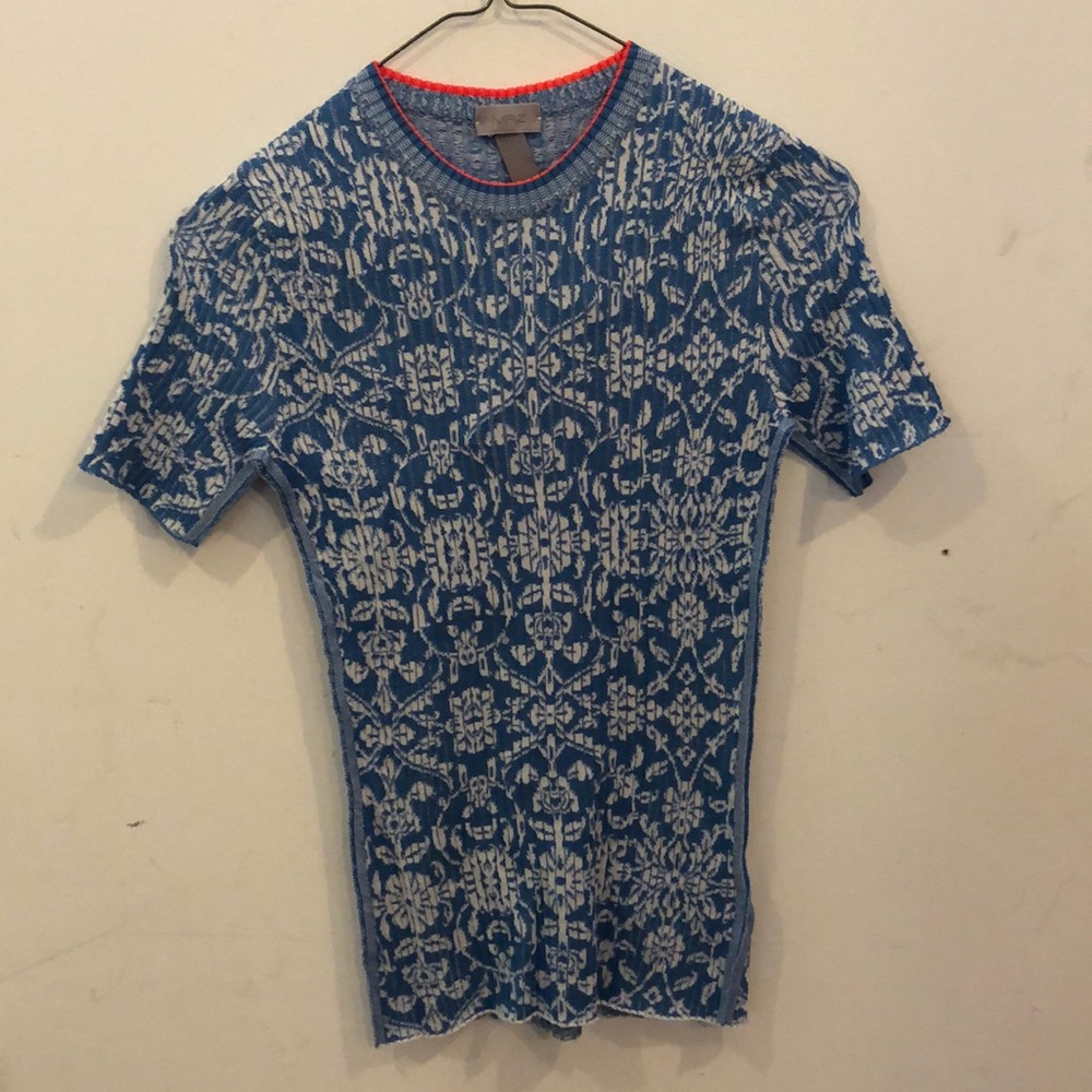 MRZ crewneck jacquard knit top.